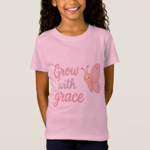Wachse mit Anmut Schmetterling T-Shirt für Mädchen