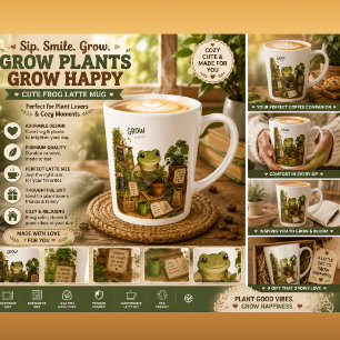 Wachse Pflanzen Süßer Frosch Latte Tasse   Cottage