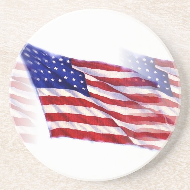 Wachsen der US-Flagge Sandstein Untersetzer (Vorne)