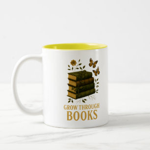 Wachsen durch Bücher Natur Buch Kunst Zweifarbige Tasse