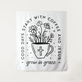 Wachsen in Graukaffee Jesus zitiert Wandteppich