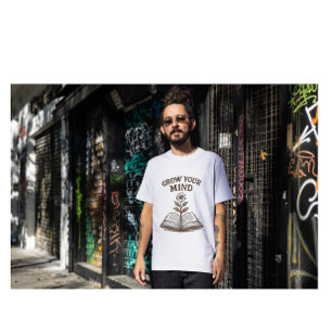 Wachsen Sie Ihren Geist • Vintage-Buch- und Blumen T-Shirt