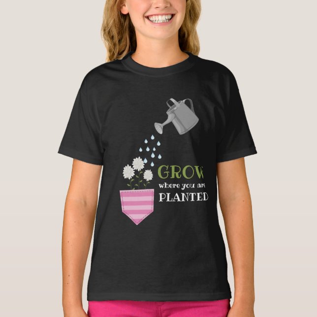Wachsen, wo man Tascheninspektion gepflanzt wird T-Shirt (Vorderseite)