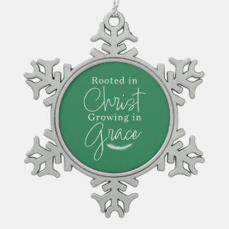 Wachsend in Gnade Grün und Weiß Weihnachten Schneeflocken Zinn-Ornament