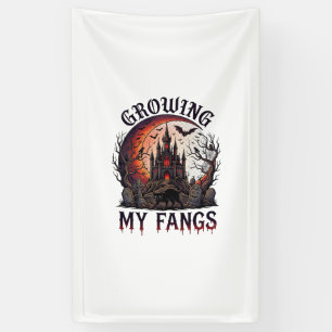 Wachsende Fangzähne Halloween Verlassenes Schloss  Banner