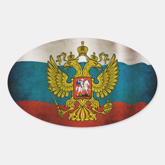 Wachsende Flagge Russlands Ovaler Aufkleber (Vorderseite)