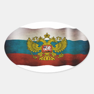 Wachsende Flagge Russlands Ovaler Aufkleber