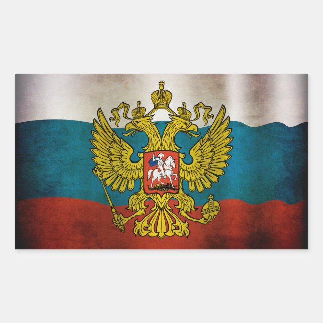 Wachsende Flagge Russlands Rechteckiger Aufkleber (Vorderseite)