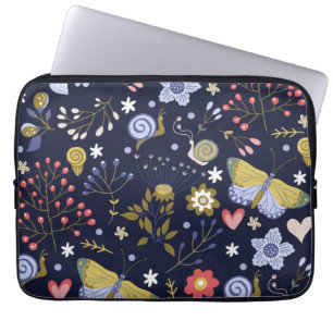Wachsende positive Blume und Schmetterlingsfarben Laptopschutzhülle