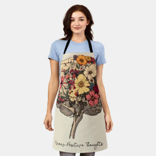 Wachsende positive Gedanken Gehirn Blumenstil T - Schürze