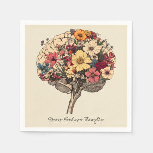 Wachsende positive Gedanken Gehirn Blumenstil T - Serviette