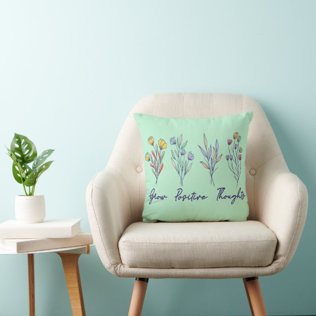 Wachsende positive Gedanken Wildblume Pflanze Kissen (Stuhl )