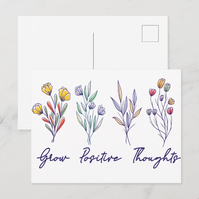Wachsende positive Gedanken Wildblume Pflanze Postkarte (Vorne/Hinten)
