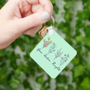 Wachsende positive Gedanken Wildblume Pflanze Schlüsselanhänger