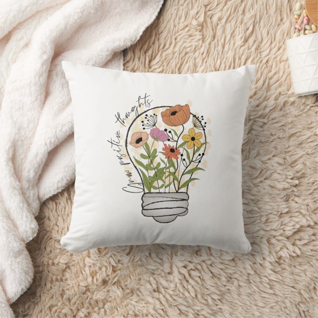Wachsende positive Gedanken Wildblumen Inspiration Kissen (Decke)
