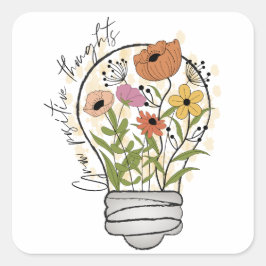 Wachsende positive Gedanken Wildblumen Inspiration Quadratischer Aufkleber
