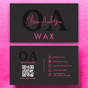 Wachspezialist Esthetiker QR Code Hot Pink Black Visitenkarte