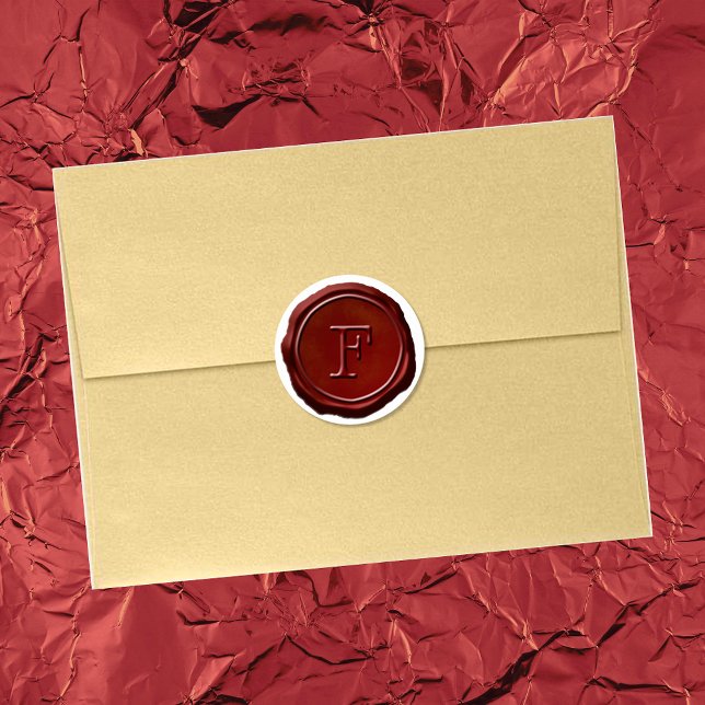 Wachssiegel rotes Monogramm F Initiale Runder Aufkleber (Von Creator hochgeladen)