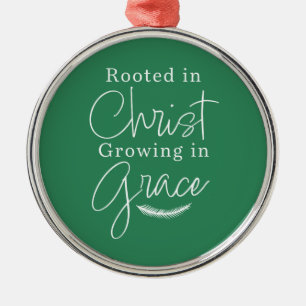 Wächst in Gnade Grün und Weiß Rund um Weihnachten Ornament Aus Metall