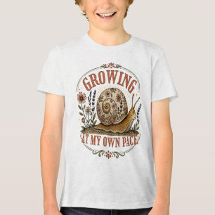 Wächst in meinem eigenen Tempo Schnecken-Blumen-Ki Tri-Blend Shirt