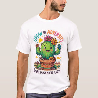 Wachstum-in-Widrigkeit-Kaktus-Design-T-Shirt T-Shirt
