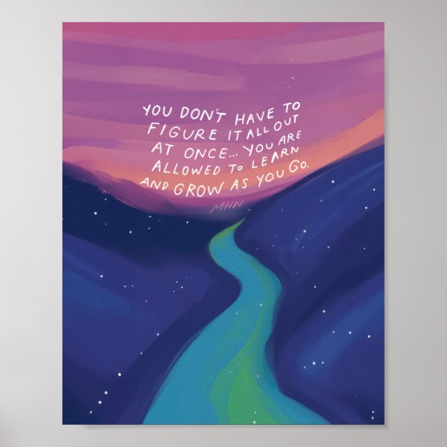 Wachstum - inspirierendes Zitat und Natur Poster (Vorne)