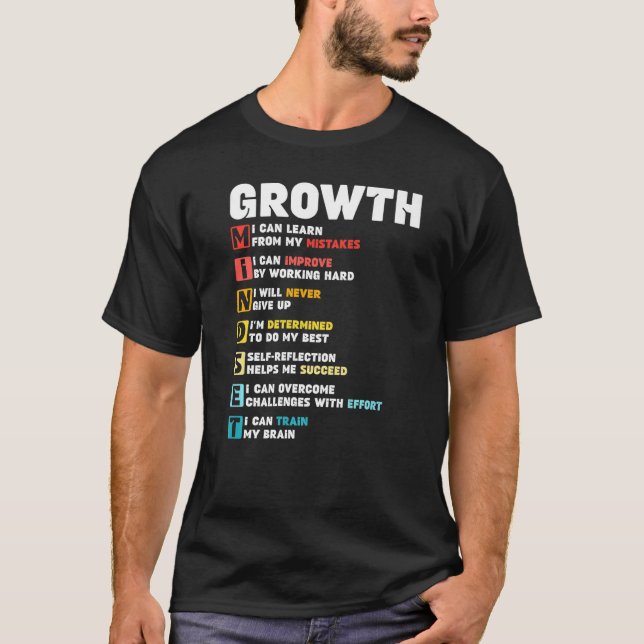 Wachstums-Mindset Definition Motivierend Kostenvor T-Shirt (Vorderseite)