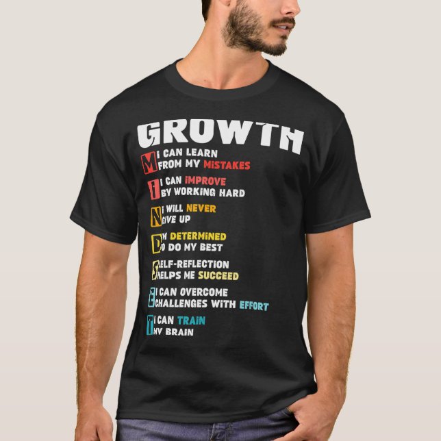 Wachstums-Mindset Definition Motivierend Kostenvor T-Shirt (Vorderseite)