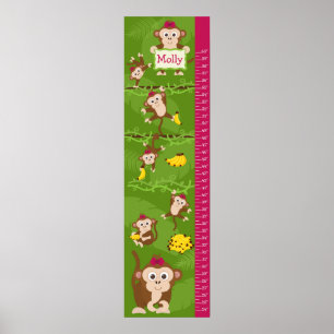 Wachstumsdiagramm für Kinder - Affen Poster