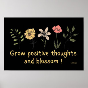 WACHSTUMSPOSITIVE GEDANKEN UND BLOSSOM motivierend Poster