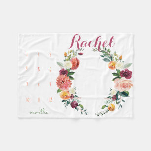 Wachstumsverfolger - Meilensteinmädchen-Blumen Fleecedecke