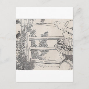 Wachtel auf einer Schiene Postkarte