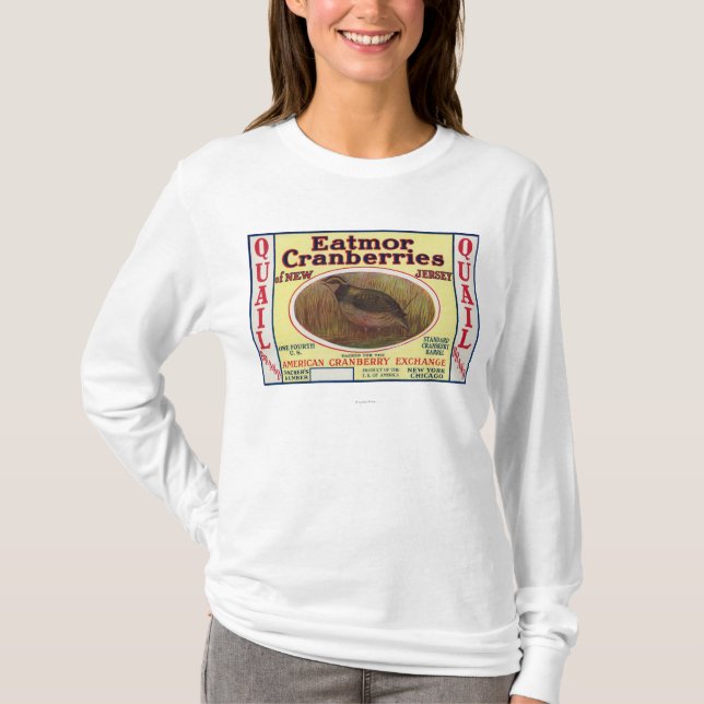 Wachteln Eatmor Moosbeermarken-Aufkleber T-Shirt (Vorderseite)