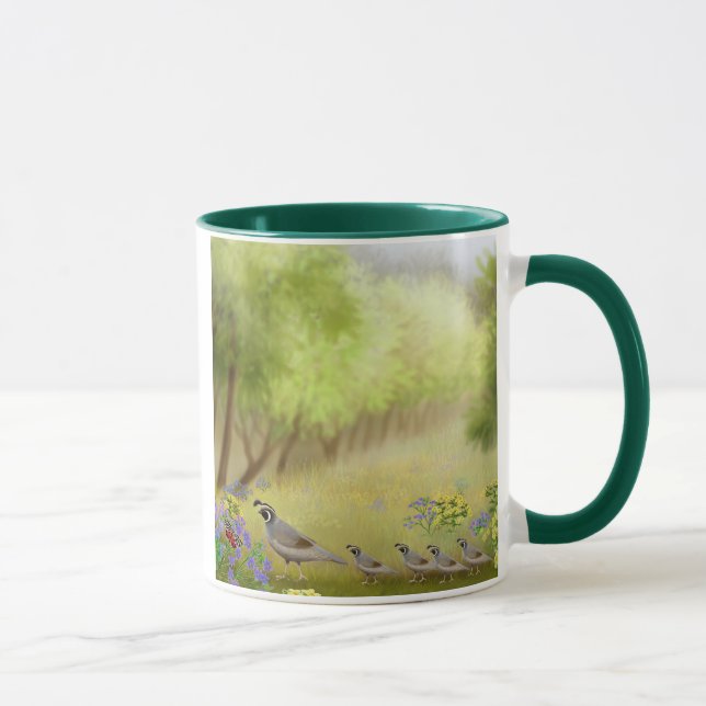 Wachteln in einer Wiesen-Wecker-Tasse Tasse (Rechts)