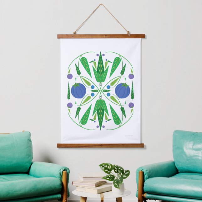 Wächter der Blueberries Holzteppiche Wandteppich Mit Holzrahmen (Wohnzimmer)