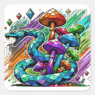 Wächter der Crystal Mushrooms Quadratischer Aufkleber