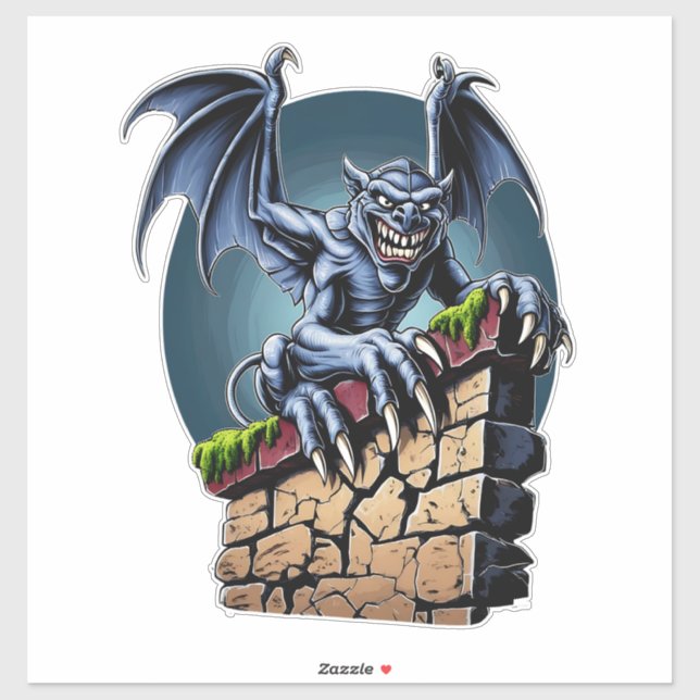 Wächter der Höhen: Ein gotisches Gargoyle-Kunstwer Aufkleber (Blatt)