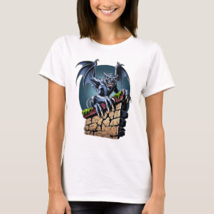 Wächter der Höhen: Ein gotisches Gargoyle-Kunstwer T-Shirt