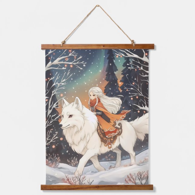 Wächter der Nordlichter Wandteppich Mit Holzrahmen (Vorderseite)