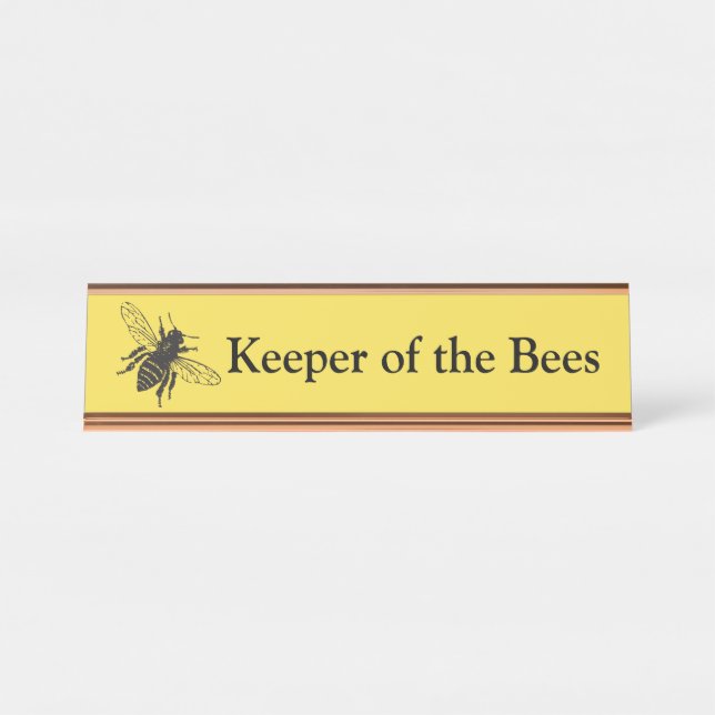 Wächter des Bienen-Schreibtisch-Nummernschildes Schreibtischnamensplakette (Vorderseite )