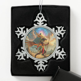 Wächter des Himmels­tors – Anubis Schneeflocken Zinn-Ornament