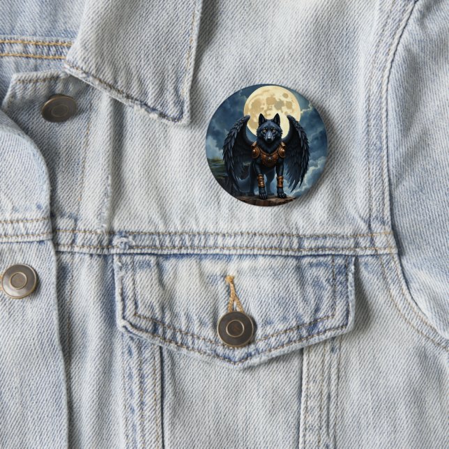 Wächter des Mondes – Der schwarzflügelige Wolf Button (Beispiel)