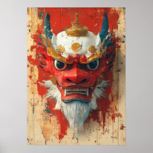 Wächter-Drachenmaske – Tibetisches und chinesische Poster