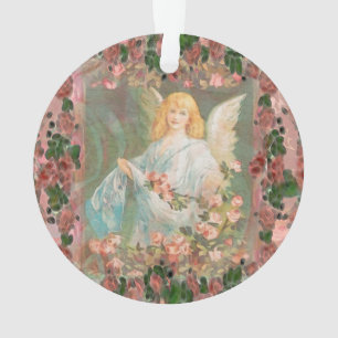 Wächter-Engel mit rosa Rosen Ornament