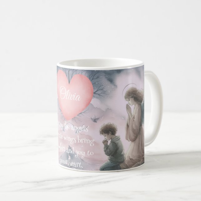 Wächter Engel und Kind gemeinsam beten Kaffeetasse (VorderseiteRechts)