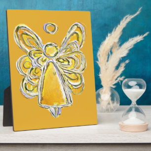 Wächter Gelber Engel Malerei Kunst Geschenk Plaket Fotoplatte