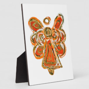 Wächter Orange Engel Malerei Kunst Geschenk Plaket Fotoplatte