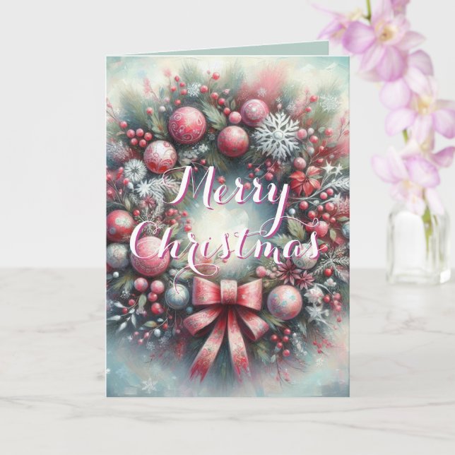Wachturm Grün/Rosa Personalisierte Weihnachten Karte (Orchidee)