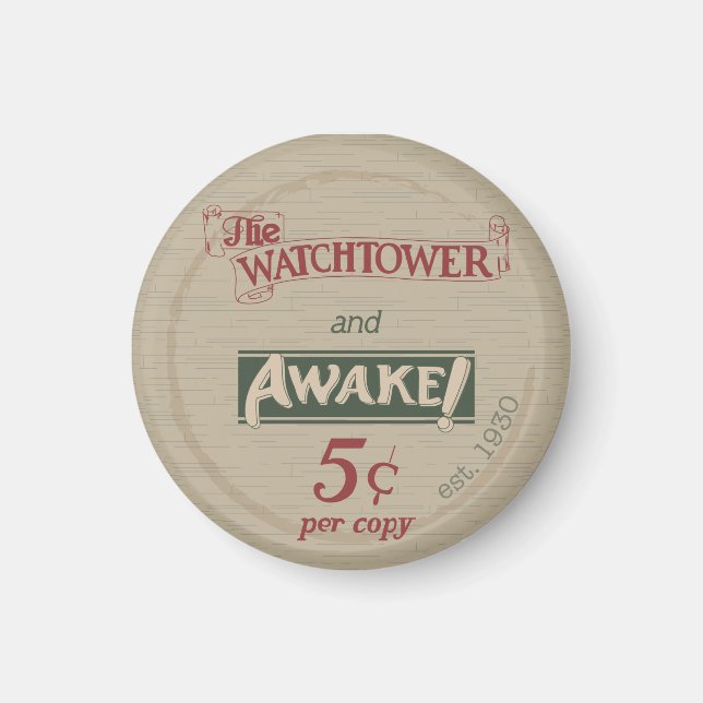 Wachturm und Awake Replik der 1930er Jahre Magnet (Vorne)