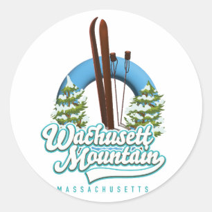 Wachusett Mountain Massachusetts Ski Logo Runder Aufkleber